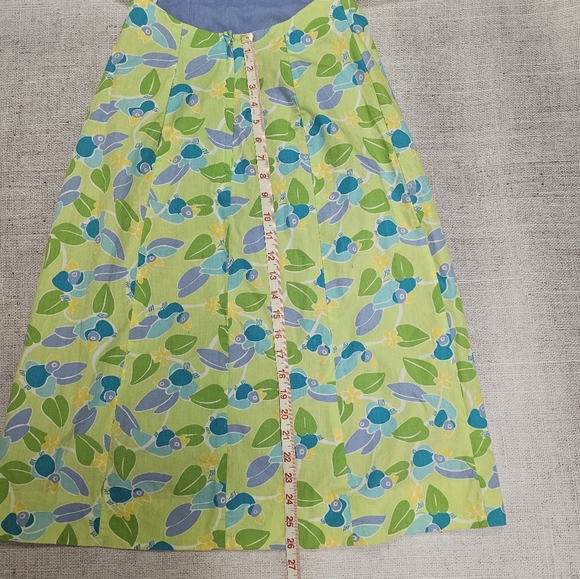 Lilly Pulitzer Strapless Dress 2 Green Toucan Floral Cotton Back Tie Below Knee - Picture 8 of 10